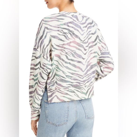 Rails Marlo Tiger Stripe Print Sweatshirt in Ivory Gradient - Size M - Picture 2 of 3